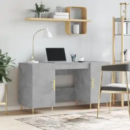 Rašomasis Stalas, Betono Pilkas, 140X50X75cm Apdirbta Mediena