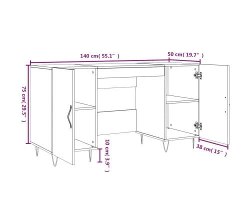 Rakstāmgalds, Ozolkoka Krāsa, 140X50X75 Cm, Inženierijas Koks Vidaxl