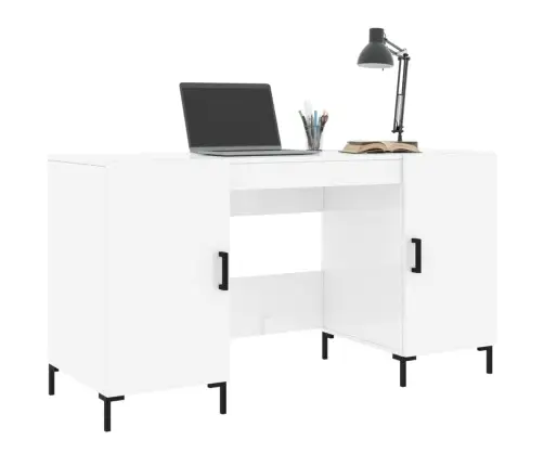 Kirjutuslaud, Kõrgläikega Valge, 140 X 50 X 75 cm Tehispuit