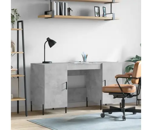Rašomasis Stalas, Betono Pilkas, 140X50X75cm Apdirbta Mediena