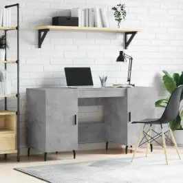 Rašomasis Stalas, Betono Pilkas, 140X50X75cm Apdirbta Mediena