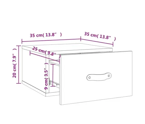 Prie Sienos Montuojama Naktinė Spintelė, Pilka, 35X35X20Cm