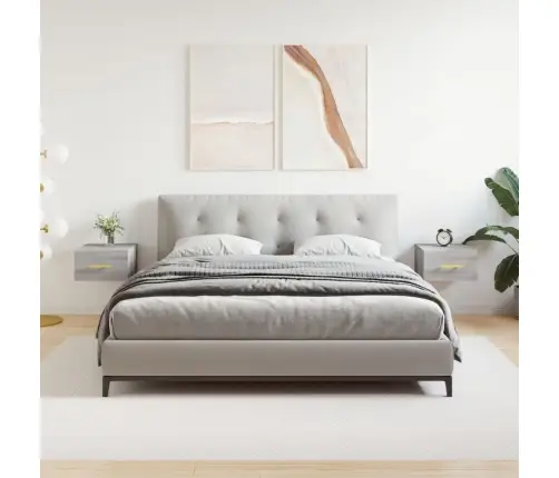 Sienas Naktsskapīši, 2 Gab., Pelēka Ozolkoka Krāsa, 35X35X20 Cm Vidaxl