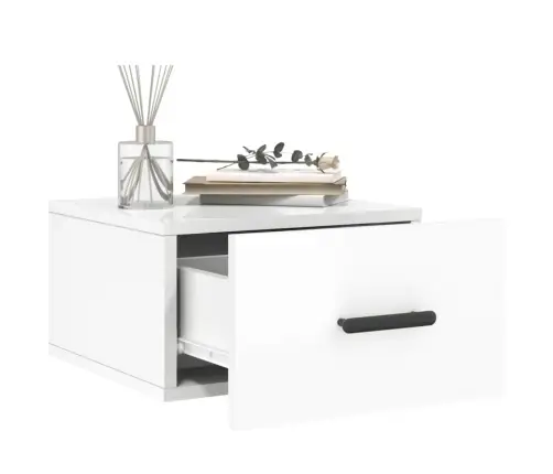 Sienas Naktsskapīši, 2 Gab., Spīdīgi Balti, 35X35X20 Cm Vidaxl