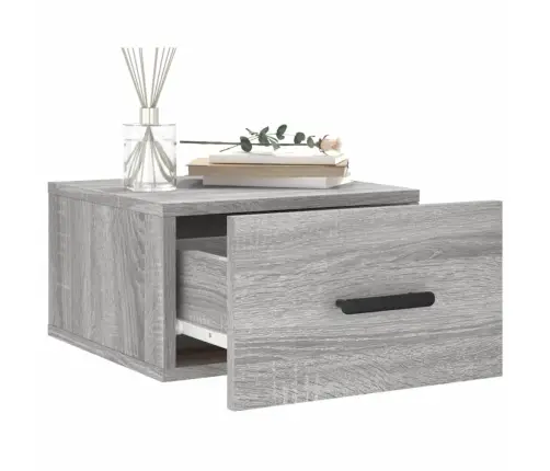 Prie Sienos Montuojama Naktinė Spintelė, Pilka, 35X35X20Cm