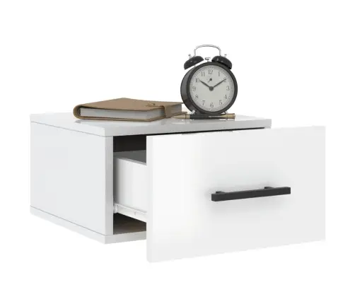 Sienas Naktsskapīši, 2 Gab., Spīdīgi Balti, 35X35X20 Cm Vidaxl