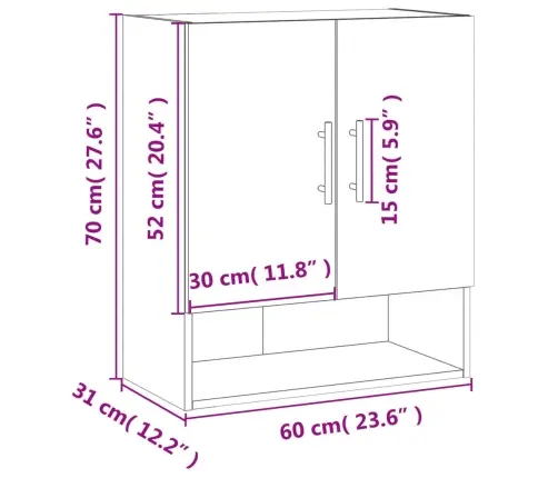 Seinakapp, Suitsutatud Tamm, 60 X 31 X 70 cm Tehispuit
