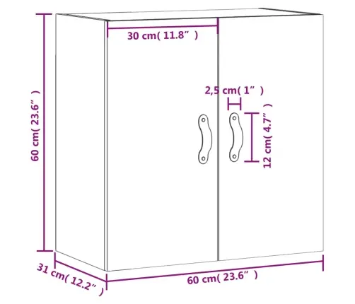 Sienas Skapītis, Ozola Krāsā, 60X31X60 Cm, Inženierijas Koks Vidaxl
