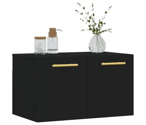 Sienas Skapītis, Melns, 60X36,5X35 Cm, Inženierijas Koks Vidaxl