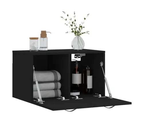 Sienas Skapītis, Melns, 60X36,5X35 Cm, Inženierijas Koks Vidaxl