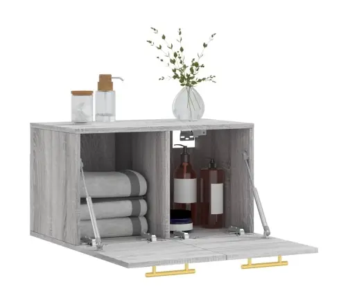 Sienas Skapītis, Pelēks, 60X36,5X35 Cm, Inženierijas Koks Vidaxl