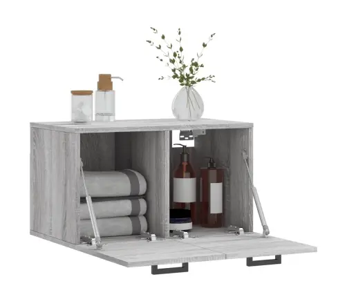 Sienas Skapītis, Pelēks, 60X36,5X35 Cm, Inženierijas Koks Vidaxl