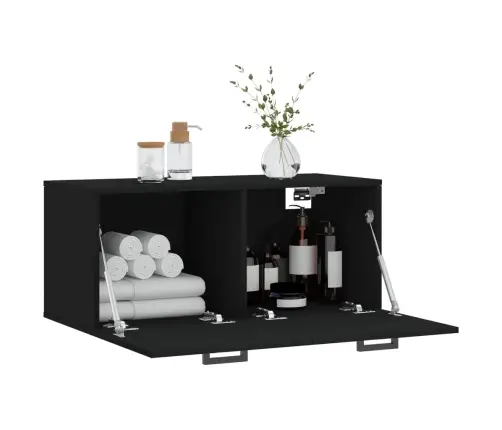 Sienas Skapītis, Melns, 80X36,5X35 Cm, Inženierijas Koks Vidaxl