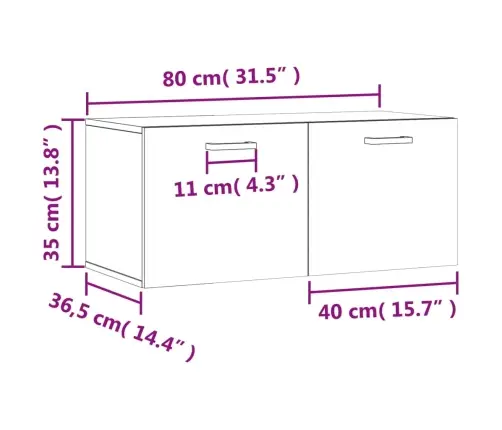 Sienas Skapītis, Melns, 80X36,5X35 Cm, Inženierijas Koks Vidaxl
