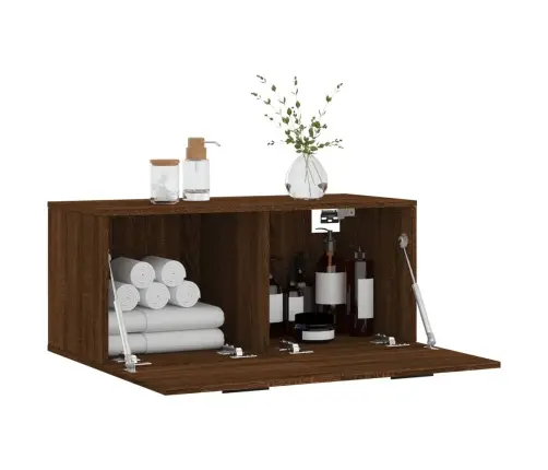 Sieninė Spintelė, Ruda Ąžuolo, 80X36,5X35cm Apdirbta Mediena