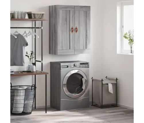 Sienas Skapītis, 69,5X34X90 Cm, Inženierijas Koks, Pelēks Koks Vidaxl