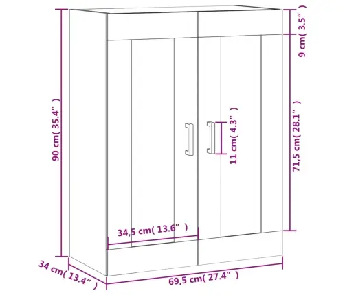 Seinakapp, Suitsutatud Tamm, 69,5 X 34 X 90 cm Tehispuit