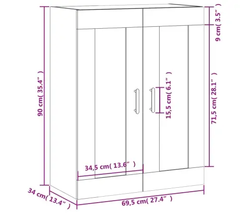 Seinakapp, Sonoma Tamm, 69,5 X 34 X 90 cm Tehispuit