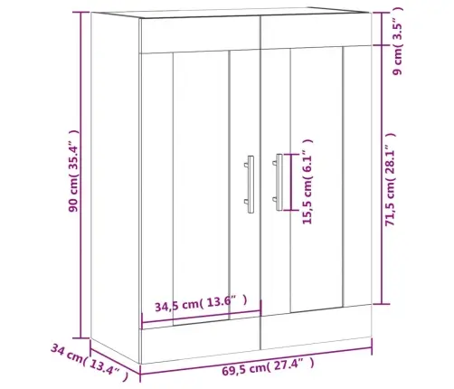 Seinakapp, Suitsutatud Tamm, 69,5 X 34 X 90 cm Tehispuit