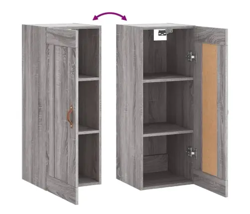 Sienas Skapītis, 34,5X34X90 Cm, Inženierijas Koks, Pelēks Koks Vidaxl Sienas Skapītis, 34,5X34X90 Cm, Inženierijas Koks, Pelēks Koks Vidaxl