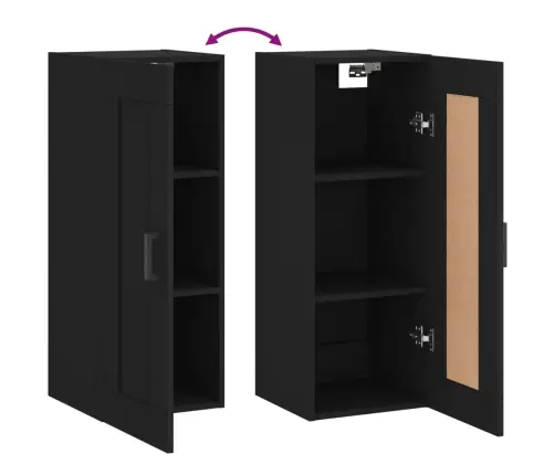 Sienas Skapītis, Melns, 34,5X34X90 Cm, Inženierijas Koks Vidaxl