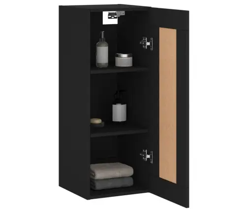 Sienas Skapītis, Melns, 34,5X34X90 Cm, Inženierijas Koks Vidaxl