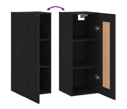 Sienas Skapītis, Melns, 34,5X34X90 Cm, Inženierijas Koks Vidaxl