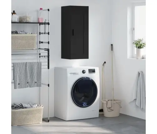 Sienas Skapītis, Melns, 34,5X34X90 Cm, Inženierijas Koks Vidaxl