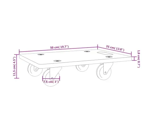 Transpordikärud 2 Tk, Ristküliku Kuju, 50X35X11,5 Cm 250 Kg