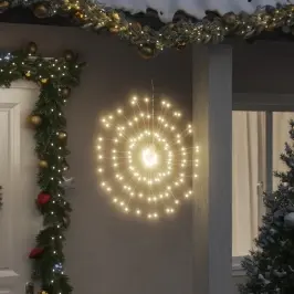 Kalėdiniai Šviestuvai Fejerverkai, 8Vnt., Šilti Balti, 140 Led