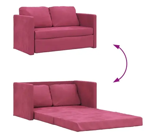 Grindų Sofa-Lova, 2-1, Raudonojo Vyno, 122X204X55cm Aksomas