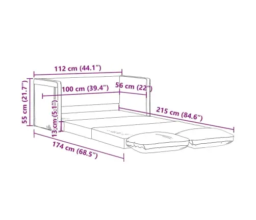 Grindų Sofa-Lova, 2-1, Tamsiai Pilka, 112X174X55cm Audinys