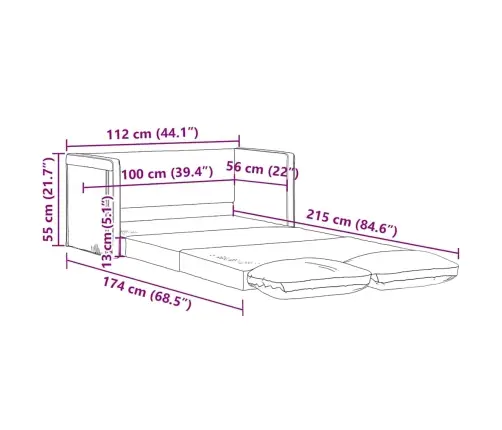 Grīdas Dīvāngulta, Melna, 112X174X55 Cm, Audums Vidaxl