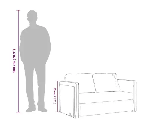 Grindų Sofa-Lova, 2-1, Taupe Spalvos, 112X174X55cm Audinys