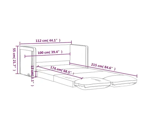 Grīdas Dīvāngulta, Zila, 112X174X55 Cm, Audums Vidaxl