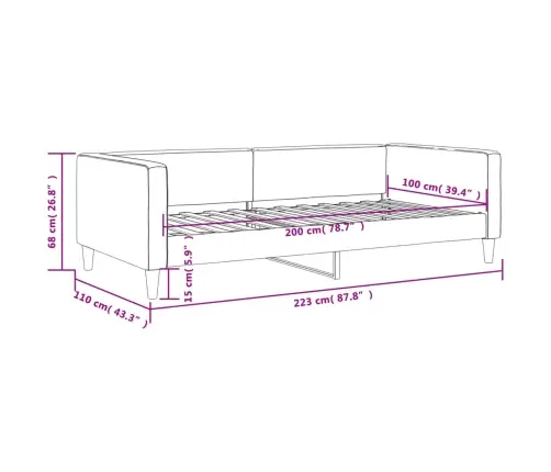 Sofa, Šviesiai Pilkos Spalvos, 100X200cm Audinys