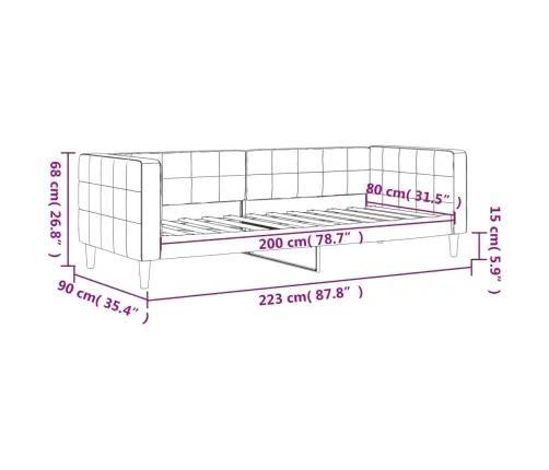 Dīvāngulta, Rozā, 80X200 Cm, Samts Vidaxl