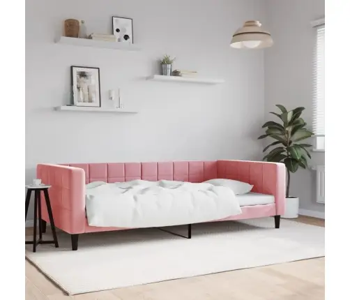 Dīvāngulta, Rozā, 100X200 Cm, Samts Vidaxl