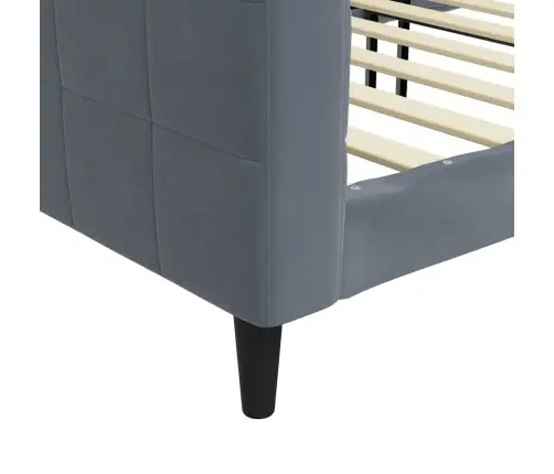 Päevavoodi Ilma Madratsita, Tumehall, 90X190 cm Samet