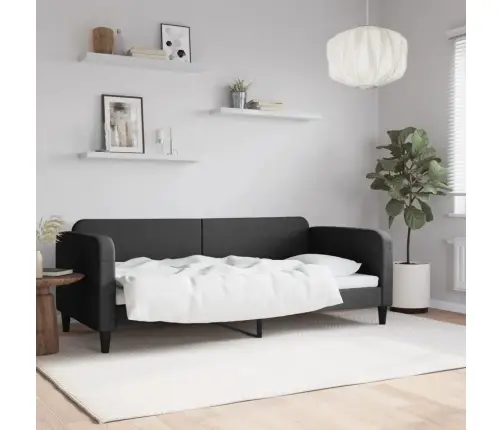 Dienas Gulta, 90X200 Cm, Melns Audums Vidaxl