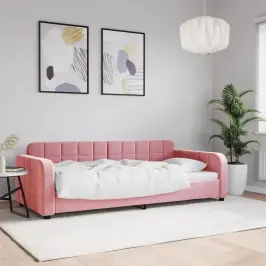 Dīvāngulta, Rozā, 90X200 Cm, Samts Vidaxl