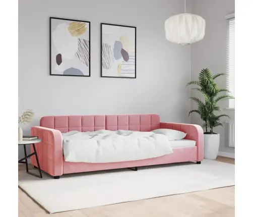 Dīvāngulta, Rozā, 90X200 Cm, Samts Vidaxl