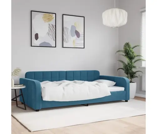 Dīvāngulta, Zila, 100X200 Cm, Samts Vidaxl