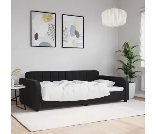 Dīvāngulta, Melna, 100X200 Cm, Samts Vidaxl