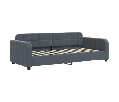 Päevavoodi Ilma Madratsita, Tumehall, 90X190 cm Samet