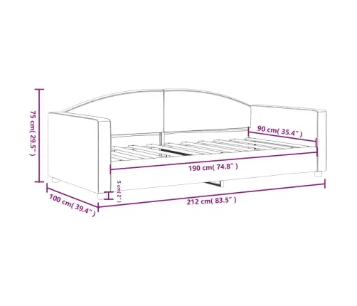 Sofa, Tamsiai Pilkos Spalvos, 90X190cm Audinys