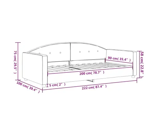 Dīvāngulta, Rozā, 90X200 Cm, Samts Vidaxl