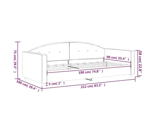 Päevavoodi, Helehall, 90 X 190 cm Samet