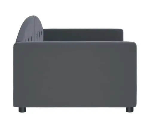 Päevavoodi Ilma Madratsita, Tumehall, 90X190 cm Samet