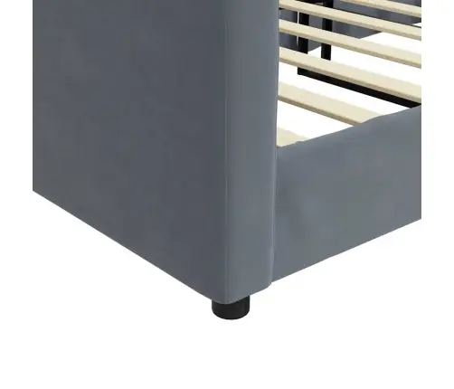 Päevavoodi Ilma Madratsita, Tumehall, 90X190 cm Samet